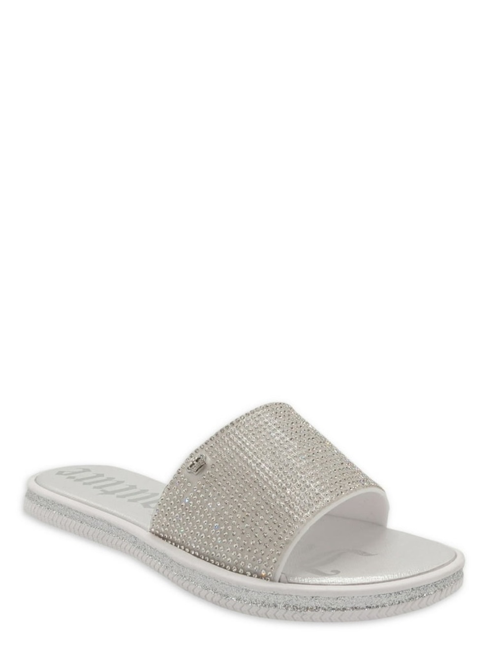 Y2K Juicy Couture Yippy White Slide Sandals with Silver Crystal Rhinestones - Picture 10 of 12